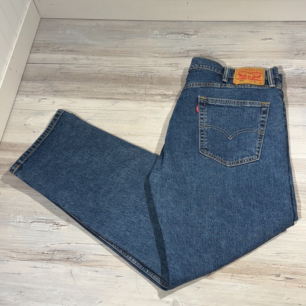 Levi's 505 Straight Leg Jeans Men's 38x30 Blue Dark Wash Denim Classic Workwear